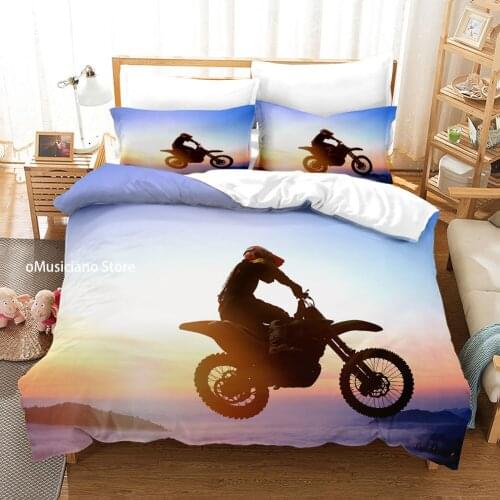 OMusiciano Cool motorcycle 3D digital print custom bedding set, Motor bike duvet cover set full queen king Bedclothes 3pcs Gift