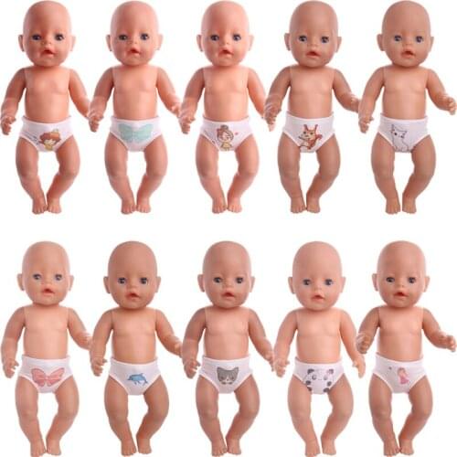 Doll Underwear For 18 Inch American & 43Cm Baby New Born Doll Cute Cartoon Printing For Our generation Doll Daily Life