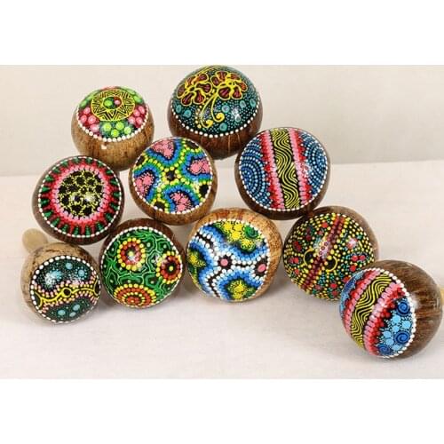 Coconut Shell Sand Hammer Shaker Gourd Kashaka Indonesia Shaker Rattle Percussion Musical Instrument Toy E56D
