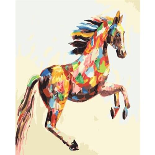 Colorful Horse Framed Pictures DIY Painting By Numbers DIY Oil Painting On Canvas Home Decoration Wall Art GX23559 40X50CM