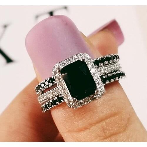 Wedding Rings Set 3 In 1 Band Ring For Women Engagement Bridal Fashion Jewelry Finger Christmas R1997x