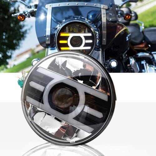 New 7inch 12V Motorcycle Round Headlight Turn Signal light Head Lamp For Bobber Honda Yamaha Kawasaki Cafe Racer