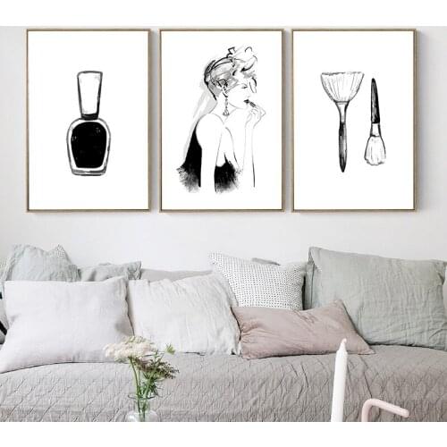 Lipstick Nail Polish Quotes Minimalist Wall Art Canvas Poster Print Canvas Painting Decorative Picture Living Room Home Decor HD