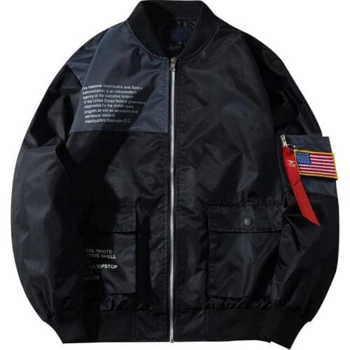 Drop Shipping 2021 Bomber Jacket Men Hip Hop Letter Design Loose Windbreaker Pilot Jacket Coat Mens Japanese Streetwear M-4XL