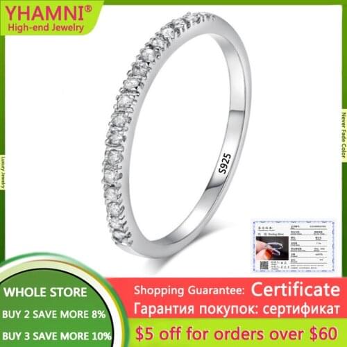 With Certificate Authentic 925 Sterling Silver Stackable Finger Rings Luxury Paved Half Loop Small Lab Diamond Engagement Ring