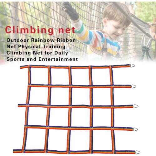 Outdoor Climbing Net Nylon Rainbow Belt Net Physical Exercise Training Net-Childrens Sports Competitive Play Entertainment Nets
