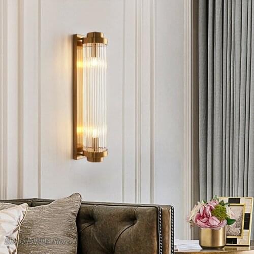 Modern Led Wall Lamps Lustre Crystal Pole Gold Metal Wall Lights Living Room Bedroom Corridor Sconce light illumination Fixtures