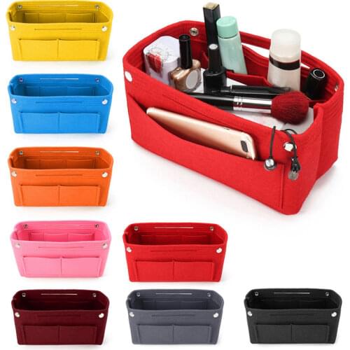 Multi-Pocket Travel Insert Felt Organizer Bag Purse Handbag Portable Dorm Room Cosmetic Storage Bags Bathroom Organizer