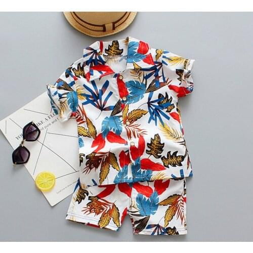 TELOTUNY baby outfit set Toddler Baby Kids Boys Girl Summer Short Sleeve Floral Print Shirt Tops+Shorts Outfit Set Clothes 1Y-5Y
