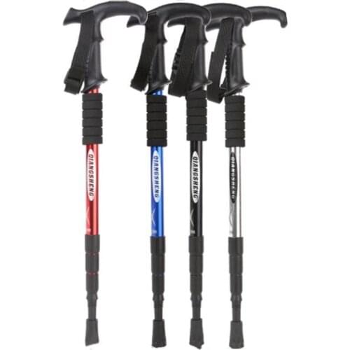 Walking Stick Hiking Trekking Poles Trail Ultralight 4 Section Adjustable Canes Aluminum Alloy Folding Walking Sticks