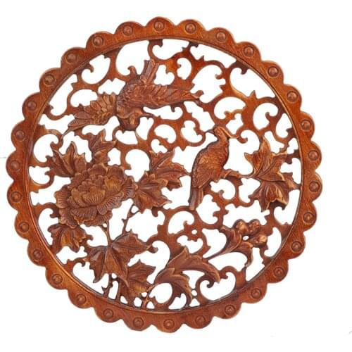 VZLX Wood Carved Applique Frame Corner Onlay Unpainted Furniture Home Door Decor Decoration Accessories Rich Birds