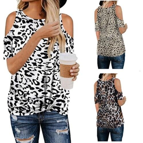 Woman Tshirts New Europe womens Summer 2021 Leopard off-the-shoulder Kink womens Harajuku T Shirt Short Sleeves Women OMN8120