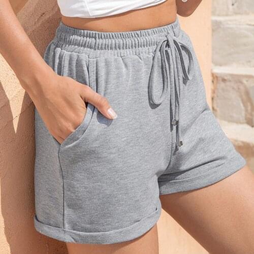 2021 Summer Women Casual Shorts Cotton Comfy Solid Sport Drawstring Short Pants Vintage Harajuku High Waist Shorts Lady Clothes