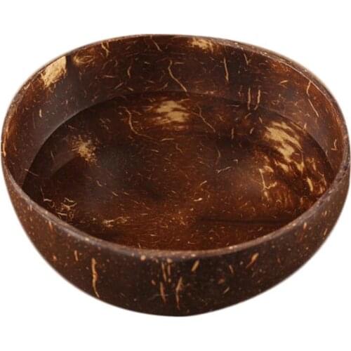 1pc Vintage Natural Coconut Bowl Eco Friendly Soup Salad Noodle Rice Bowl Wooden Fruit Bowls Handicraft Art Work Decoration