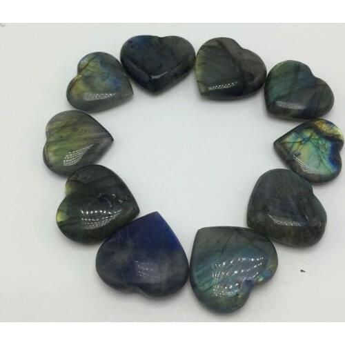 10pcs heay flash drop shipping Natural labradorite Crystal gemstone heart jewelry making polished healing crystal stone gift