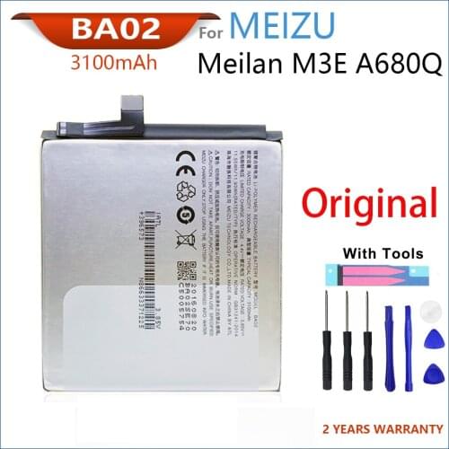 100% Genuine BA02 Battery For MEIZU M3E/A680 Series 3100mAh Mobile Phone New High Quality Batteries Bateria With Tools
