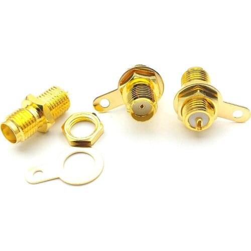 100pcs copper SMA Female Jack RF Panel Mount with nut bulkhead handle Solder