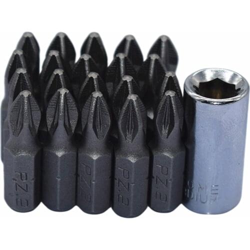 20 Piece PZ2 Screwdriver Bits 1/4" Hex Shank Pozidriv Insert Bit 25mm with 1/4" Square Drive to 1/4" Hex Shank Adapter Converter