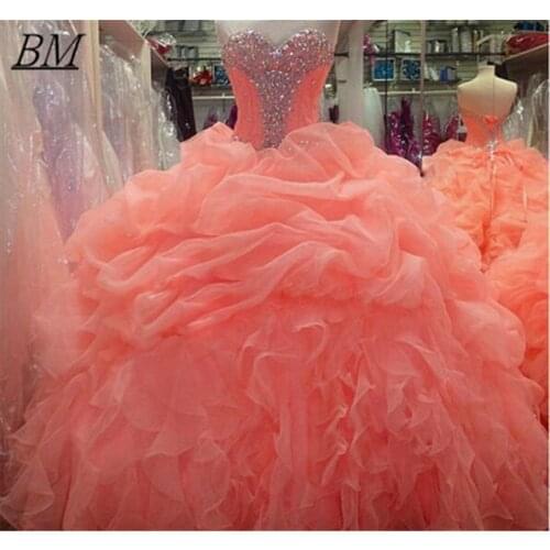 2021 New High Quality Sweetheart Quinceanera Dresses Ball Gown Appliques Beading Sweet 16 Prom Party Gown Vestido 15 Anos BM739