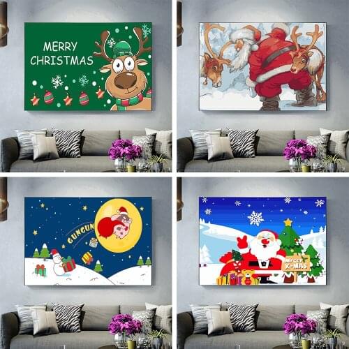 40x50cm Christmas Canvas Poster Wall Painting DIY by Number Painting Christmas Children Gift Home Decoration Art Mural