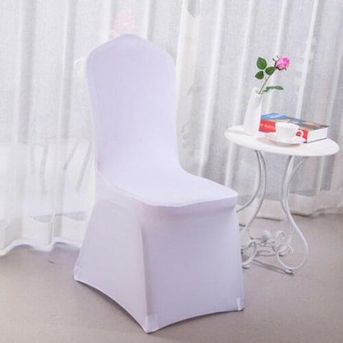 6 pcs Stretch Elastic Universal White Spandex Wedding Chair Covers for Weddings Party Banquet Hotel Chair Covers Outdoor