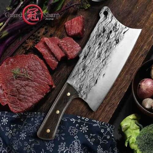 8 Inch Chinese Chef Knife Handmade Forged High-carbon Steel Kitchen Knives Cleaver Filleting Slicing Butcher Knife GRANDSHARP
