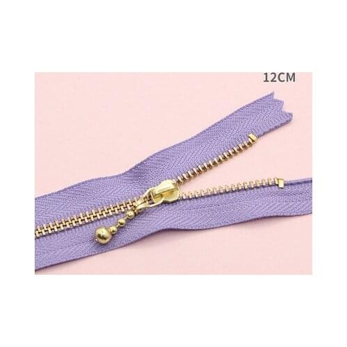 Free shipping 10pcs/lot Purple 12cm gold teeth zipper metal zipper water head diy craft bag zipper closed end zipper