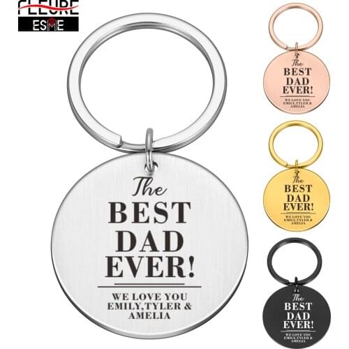 The Best Dad Ever Father Day Gifts Keychain Custom Name Meaningful Key Chain From Daughter Son for Daddy Papa Key Ring Pendant