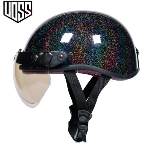 Casco de motocicleta gorra de calavera Vintage media máscara Retro estilo alemán chopper Cruiser