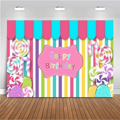 Happy Birthday Party Background Colorful Balloons Confetti Candle Kid Bday Event Favors Supplies Decoration Photography Backdrop