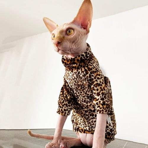 Domineering Leopard spot Sphynx Cat Clothes for Cats Winter Cat Sweater Berber Fleece Thick coat Hairless Cat Apparel