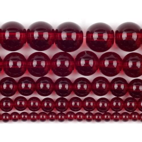 Wholesale Garnet Red Glass Crystal Stone Beads Round Loose Spacer Beads For Jewelry Making 4/6/8/10/12mm DIY Bracelet Necklace