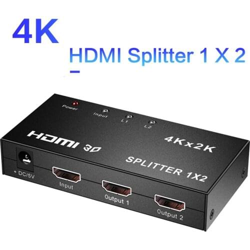HDCP 4K HDMI-compatible Splitter Full HD Video HD adapter 1X2 Split 1 in 2 Out Amplifier Dual Display For HDTV DVD PS3 Xbox