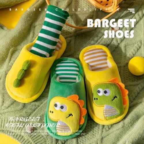 Baby Boys Girls Cotton Slippers 2021 New Winter Home Indoor Outdoor Children Cute Cartoon Shoes Soft Warm Fluffy Kids Slippers