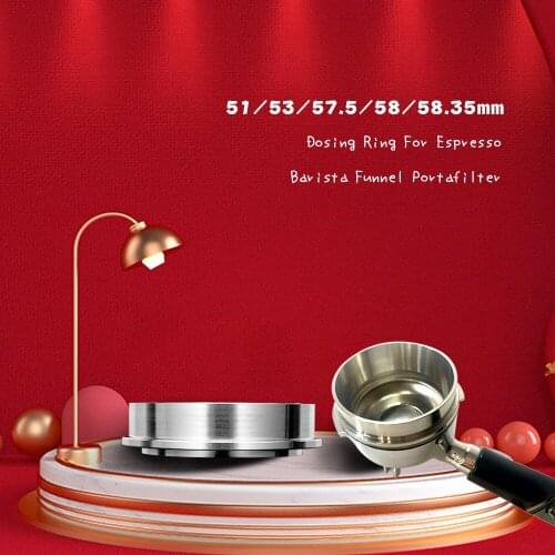 51/53/58mm Stainless Steel Intelligent Dosing Ring Brewing Bowl Coffee Powder Grinder Espresso Funnel Portafilter Coffee Tamper