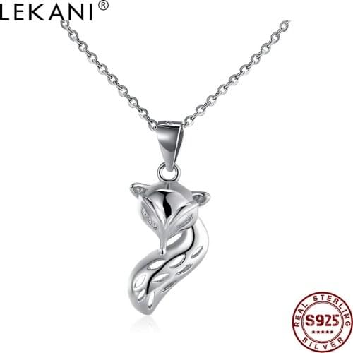 LEKANI S925 Sterling Silver Pendant Necklaces For Women Personality Trendy Big Tail Fox Shape Necklace Party Fine Jewelry New