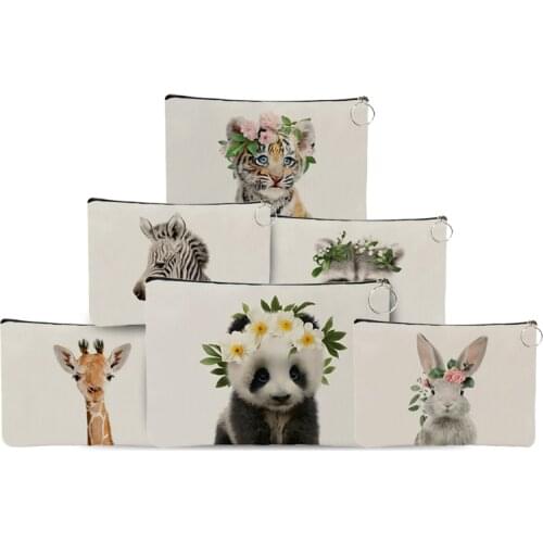 Cute Garland Animal Panda Cat Deer Tiger Print Women Lady Makeup Bag Cosmetic Bag Beauty Case Travel Organizer Toiletry Bag