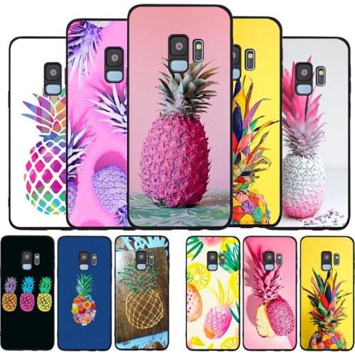 Colorful pineapple Soft Case For Samsung S20 S10 S9 S8 S7 S6 EDGE Plus Lite For Note 8 9 10 Cover A7 A8 A9 black Cases