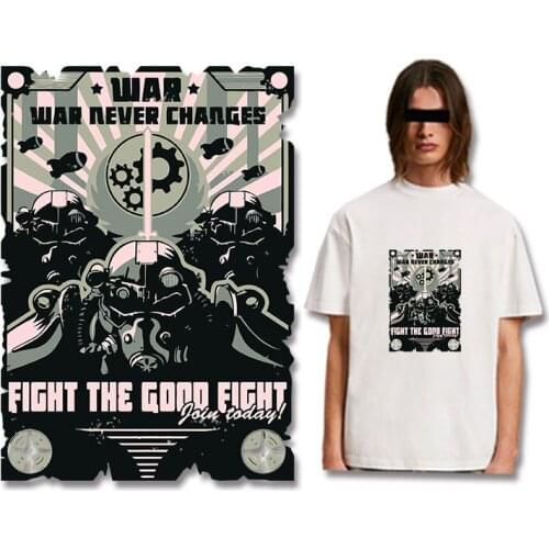 Alien poster letter gas mask pattern On T-Shirt Clothing Printing Heat Transfer PVC Washable Patch Stickers Printed Decoration