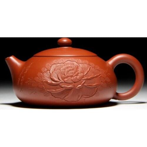 Peony flat Xi shi teapot about 150cc capacity Yixing genuine Zisha teapot ore gold Zhu mud special