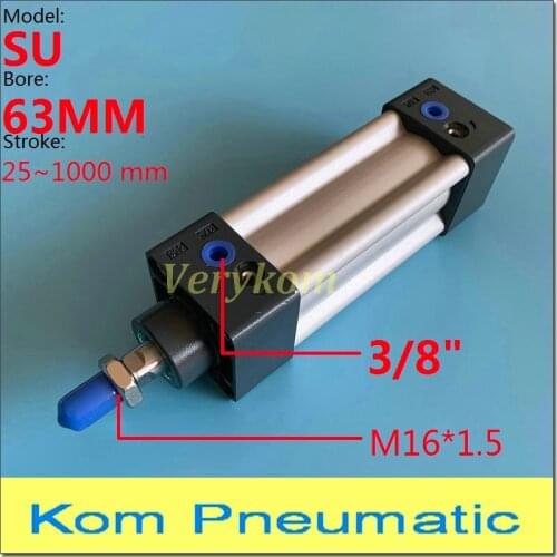 Pneumatic Airtac Type SU Inner Build-in Single Rod Double Action Air Cylinder Piston 3/8" 63MM SU63*25/50/75/100X150/200/250/300