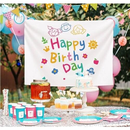 Happy Birthday Theme Tapestry Cloth Childrens Room Wall Decoration Girls' Dormitory Cartoons Home Party Supplies Banner Decor