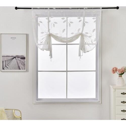 White Sheer Voile Rod Style Roman Curtains for Kitchen Window Living Room Bedroom Window Screening Custom Made