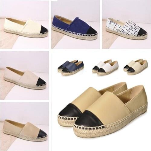 Factory Sales Womens New Fashion Genuine Leather Flat Classical Designers Woman Spring Autumn Espadrilles Loafers Shoes 35-42