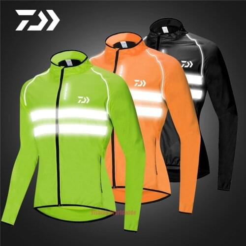 DAIWA Ultralight Reflective Mens Fishing Jacket Long Waterproof Windproof Hiking Cycling Fishing Clothings Fish Windbreaker