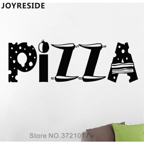 JOYRESIDE Pizza Quotes Wall Decal Food Pizza Art Wall Sticker Cuisine Vinyl Decor Home Kitchen Decor Interior Design Mural A1195