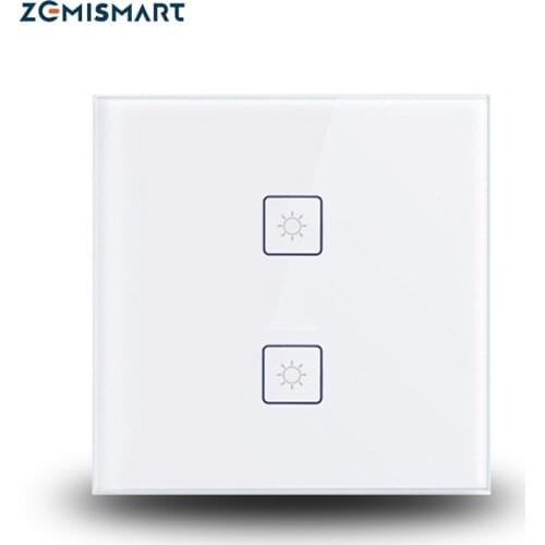 Zemsmart EU Zigbee Light Switch for Smartthings Echo Plus Phone Controller Zigbee 3.0 2 Gang Wall Switches