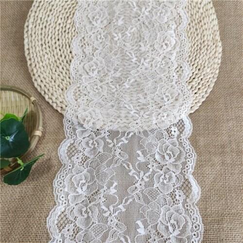 18 cm wide high quality stretch lace ribbon cotton white lace decorative embroidery lace fabric sewing