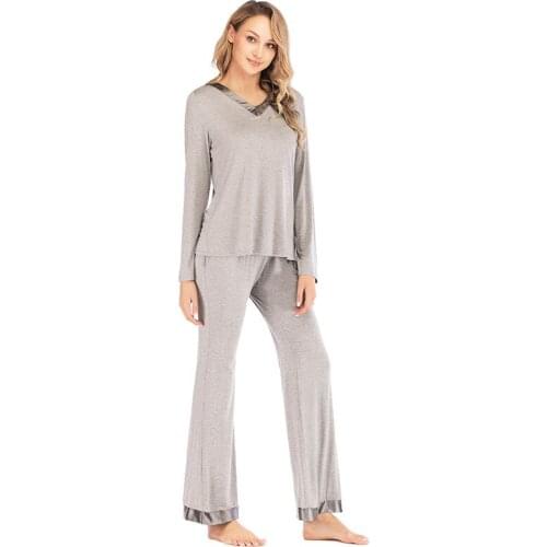 Womens Bamboo Viscose Pajama Set Comfy Sleepwear Short Sleeve Top with Pants Pjs Petite Plus Size
