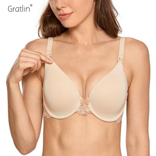 Womens Breastfeeding Lightly Padded Underwire Maternity Nursing Bra
